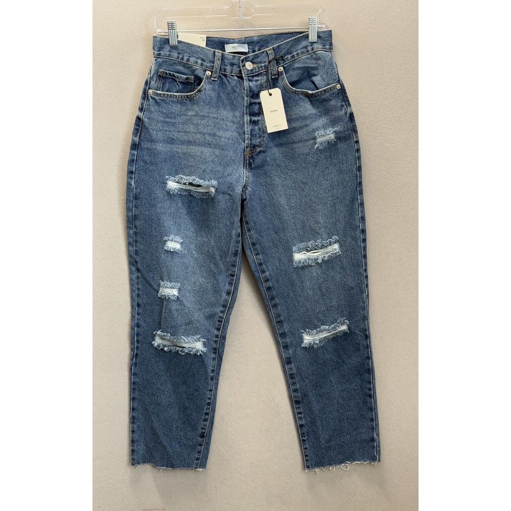 Forever 21‎ Jeans Women's 29 Mom High-Rise Relaxed Distressed Button Fly Denim